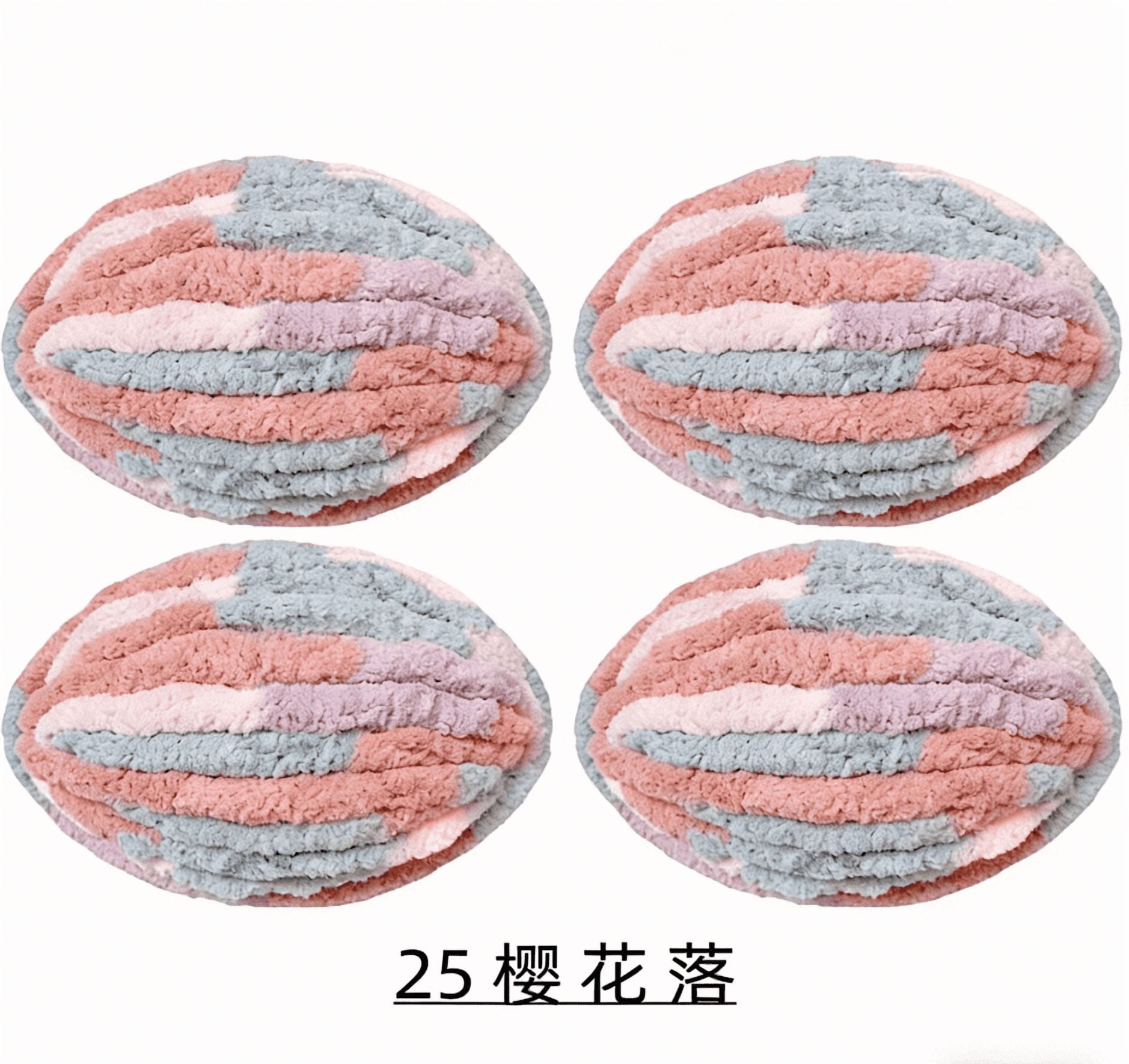 Namzi Colorful Ice Strip Thread Yarn 1000g Thick Coarse Wool Blend for Hand Knitting Crochet, Soft Chenille-Like DIY Scarf Blanket Yarn,Pink & Blue