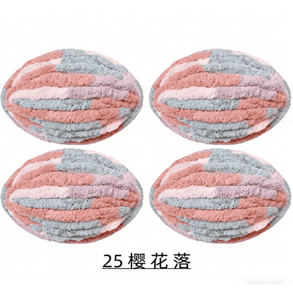 Namzi Colorful Ice Strip Thread Yarn 1000g Thick Coarse Wool Blend for Hand Knitting Crochet, Soft Chenille-Like DIY Scarf Blanket Yarn,Pink & Blue