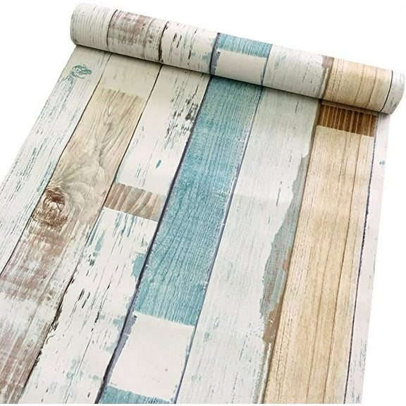 Namzi Colorful Wood Grain Furniture Paper Decorative Shelf Drawer Liner Self-Adhesive Door Sticker 17.7 Inch by 9.8 Feet