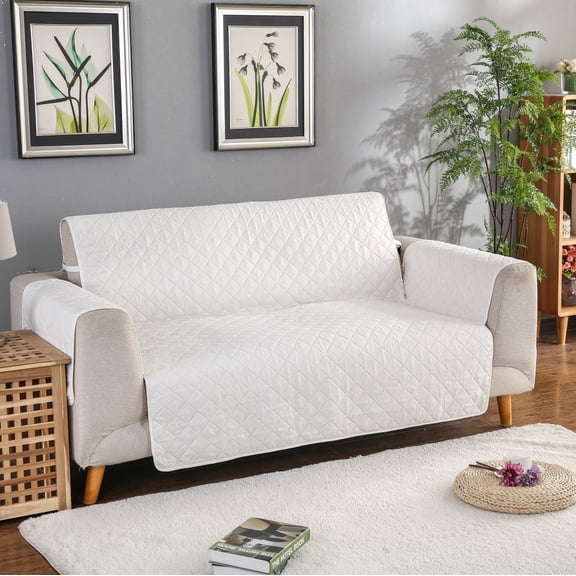 Namzi Couch Sofa Slipcover 100% Waterproof Nonslip Quilted Furniture Protector for Dogs, Children, Pets, Machine Washable (White, 74.8*77.16inB)