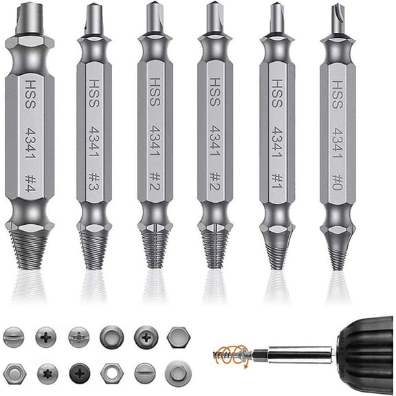 Namzi Damaged Screw Extractor Set (6 PCS), Powerful Stripped Screw Extractor and Broken Bolt Remover Tool,Made From H.S.S 4341 With High Hardness 62-65hrc.