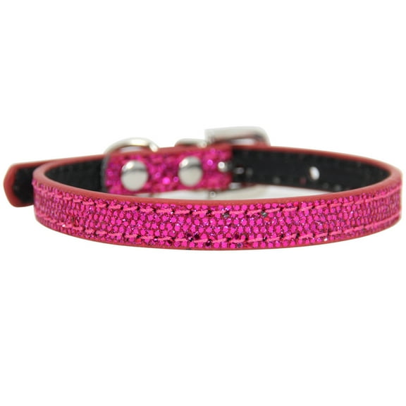 Namzi Dark Pink S Size Rhinestone Dog Cat Collar Adjustable Pet Collar PU Leather, for Cats and Dogs,1 Pc