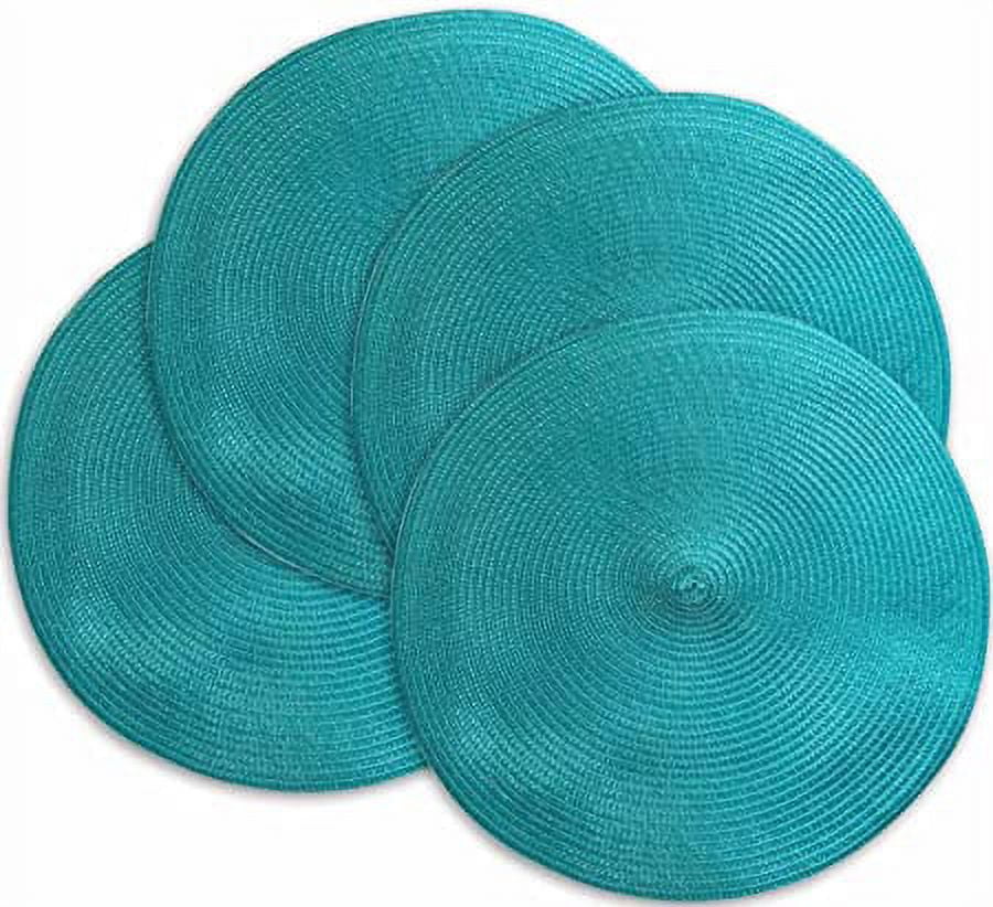 Namzi Dark Teal Round Place Mats for Kitchen Table,Vinyl Woven