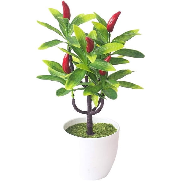 Namzi Desktop Decor Artificial Potted Fruit Tree Decorative Fake Plant for Office Home Decoration Photograph Props Chili