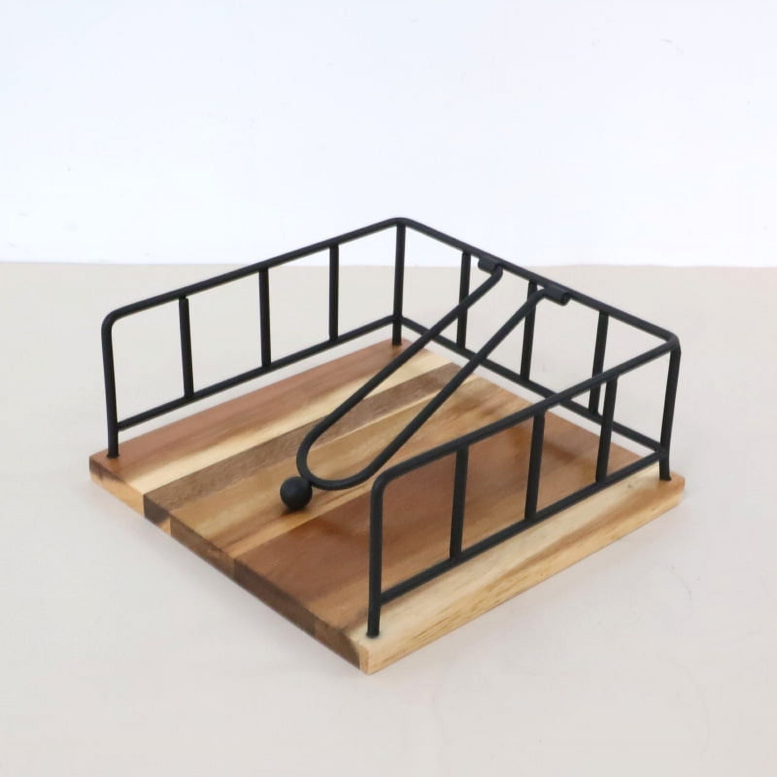 Namzi Dining Table Napkin Holder, Wooden Napkin Holder with Metal