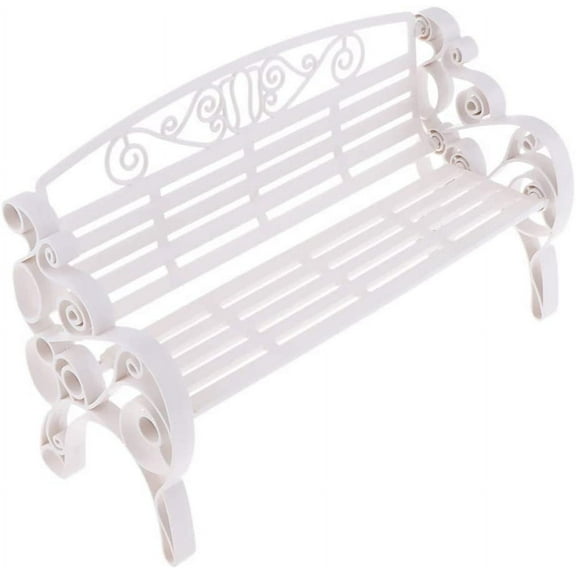 Namzi Dollhouse Furniture 1:6 Scale Miniature Modern Styled Garden Patio Park Bench Garden Decor - White