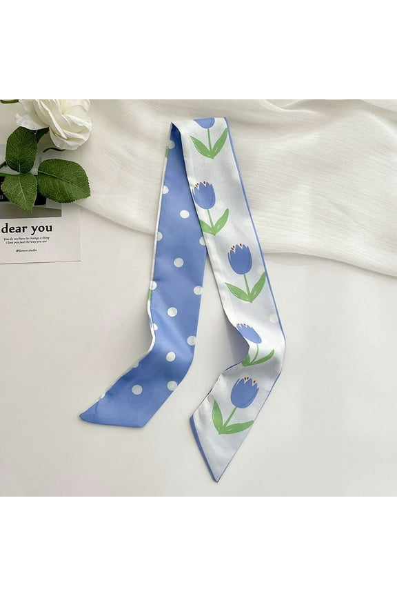 Elegant Personalized Scarf, Long Small Scarf, Thin Narrow Strap Scarf, Neck Tie, Hair Tie Bag Decoration, Hand Gift Ribbon -1 Piece (Blue)