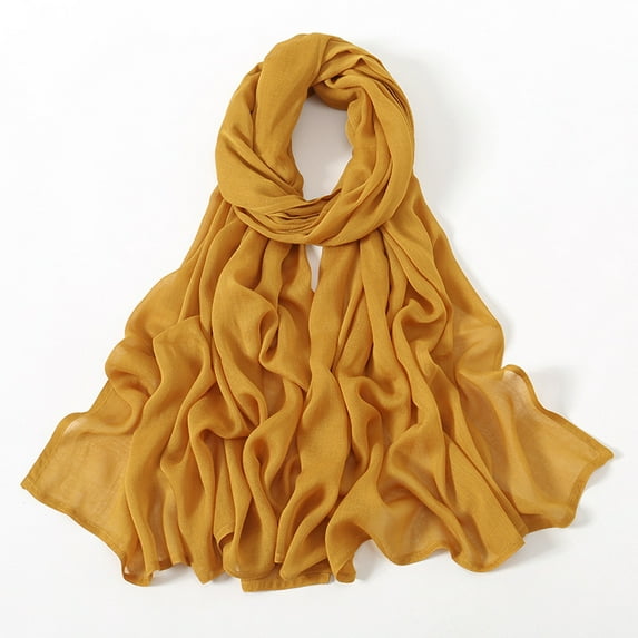 Namzi Elegant Personalized Scarf, New Solid Color Wide Edge Cotton Headband Sunscreen Scarf Simple and Soft Versatile Scarf (Dark Yellow)