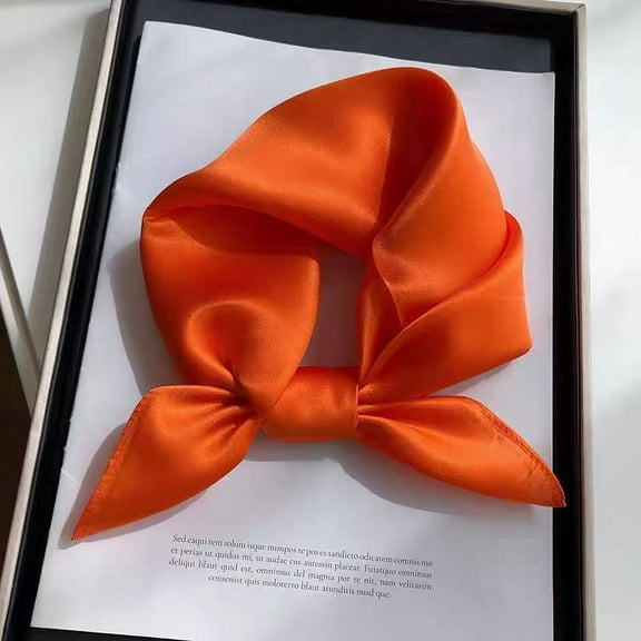 Namzi Elegant Personalized Scarf, Solid Color Small Square Scarf 70 * 70cm Solid Color Simple Versatile Spring/Summer Scarf (Orange)