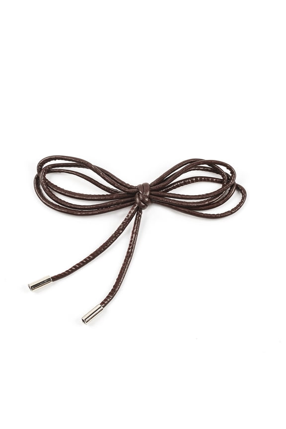 Fashion Round Rope Waist Chain 160cm Decorative Knot Thin Belt for Dresses, Adjustable PU Braided Belt,Dark Brown