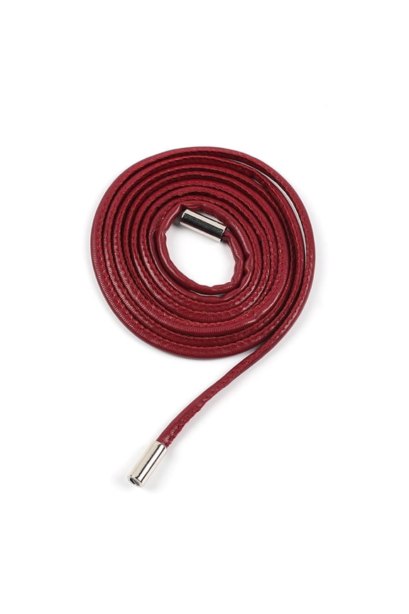 Fashion Round Rope Waist Chain 160cm Decorative Knot Thin Belt for Dresses, Adjustable PU Braided Belt,Dark Red