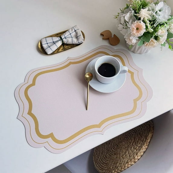 Namzi Faux Leather Heat Resistant Placemats, Dining Room Table Mats, Protect Surfaces,Non-Slip Washable Table Mats,Kitchen Decor Accessories(Set of 4, Size 17.7*11.8in,A02 )