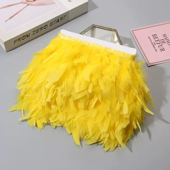 Namzi Feathers Trim Fringe 10Yard 4-6inch for Party Clothing Sewing Craft Wedding Dress Decoration-B08