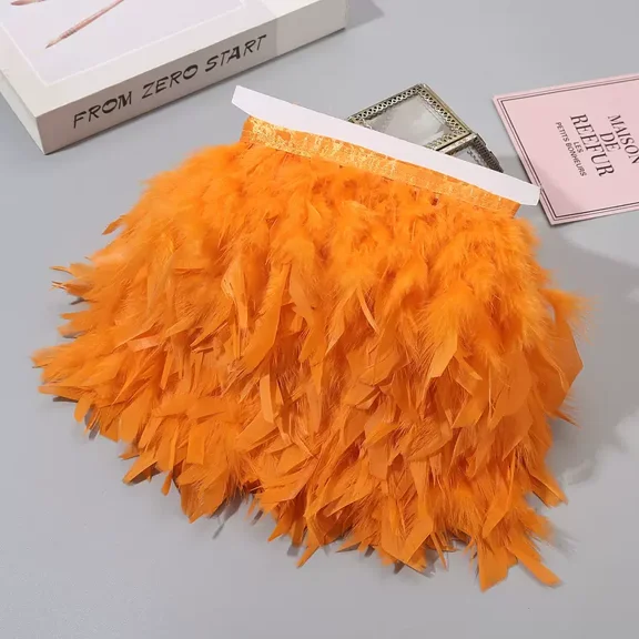 Namzi Feathers Trim Fringe 10Yard 4-6inch for Party Clothing Sewing Craft Wedding Dress Decoration-B09