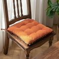 thumbnail image 1 of Namzi Geometric Pattern Soft Square Chair Pad with Ties Gradient Pom Pom Chair Cushion Garden Patio Home Kitchen Office Seat Cushion (Orange,16"x16"), 1 of 5