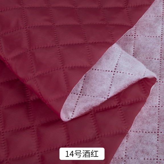 Namzi Geometry Pattern Quilted Cotton Fabric 1 Yard Thick Padded Lining Fabric, DIY Sewing Craft Material for Clothing Home Crafts,Drak Red