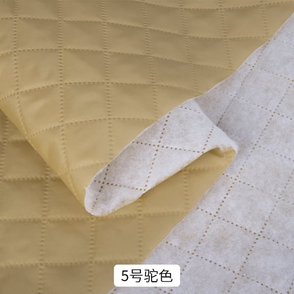 Namzi Geometry Pattern Quilted Cotton Fabric 1 Yard Thick Padded Lining Fabric, DIY Sewing Craft Material for Clothing Home Crafts,Light Brown