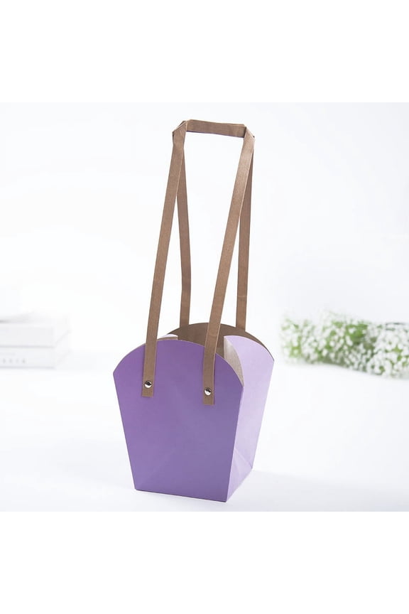 Gifts, flowers, gift boxes, packaging bags, kraft paper tote bags, waterproof bags, potted plant packaging bags, paper flower tote bags (light purple)