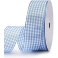 thumbnail image 1 of Namzi Gingham Ribbon Checkered Ribbon 1-Inch Wide Taffeta Plaid Ribbon 25 Yard Long 100% Polyester Woven Edge (Light Blue, 1 Inch), 1 of 2