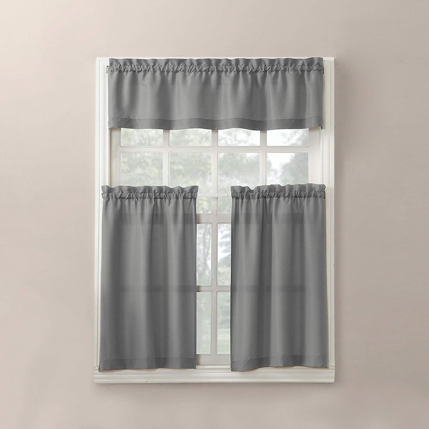 Namzi Half Window Curtains for Kitchen, 1 slice Grey Curtains