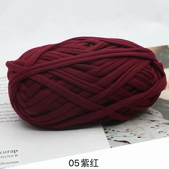 Namzi Hand Knitting Yarn, 2 Roll Fabric Strip Line Yarn Packs, purplish red, Premium 65% Polyester 35% Cotton Blend, Ideal as for Crocheting with Easy Performance