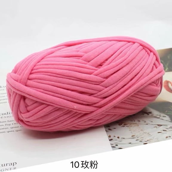 Namzi Hand Knitting Yarn, 2 Roll Fabric Strip Line Yarn Packs,rose pink , Premium 65% Polyester 35% Cotton Blend, Ideal as for Crocheting with Easy Performance