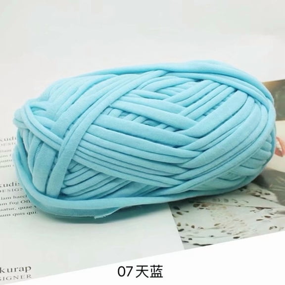 Namzi Hand Knitting Yarn, 2 Roll Fabric Strip Line Yarn Packs, sky blue, Premium 65% Polyester 35% Cotton Blend, Ideal as for Crocheting with Easy Performance