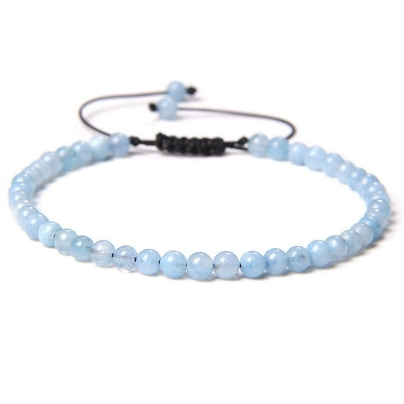 Namzi Handmade Beaded Bracelet, Suitable for Both Men and Women, 4mm Fine Beaded Bracelet Woven Adjustable Natural Stone Beaded Handmade Bracelet (Sky Blue)