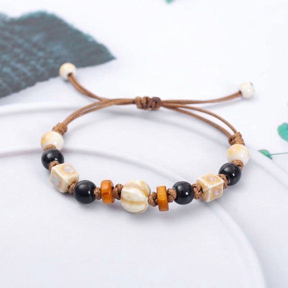 Namzi Handmade Ceramic Beaded Bracelet Adjustable Bohemian Porcelain Stone Bracelets Unique Artisan Jewelry,H13