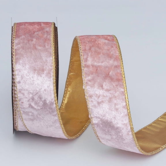Namzi Holiday Party Ribbon 4cm*10yd Ribbon, 1 Roll Polyester & Velvet Cloth Ribbon, Suitable for Holiday Decor & Gift Wrapping, Gift Wrapping Accessories.Pink+Gold Bottom