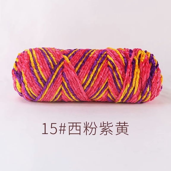 Namzi - Knit Picks Yarn, 1 roll, High Quality Crochet Yarn with Soft Polyester Material, Durable for DIY Craft Projects Like Scarves, Hats, Blankets.Pink+Purple+Yellow