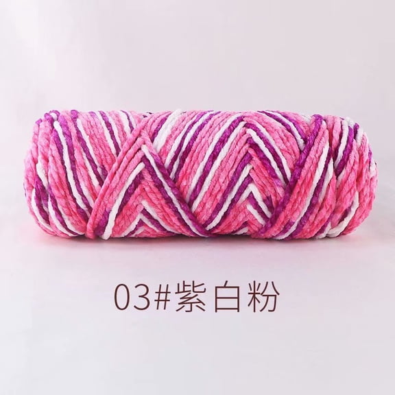 Namzi - Knit Picks Yarn, 1 roll, High Quality Crochet Yarn with Soft Polyester Material, Durable for DIY Craft Projects Like Scarves, Hats, Blankets.Purple+White+Pink