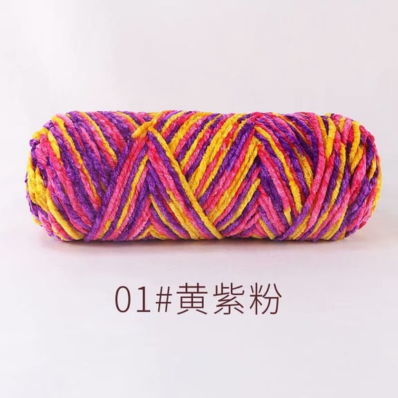 Namzi - Knit Picks Yarn, 1 roll, High Quality Crochet Yarn with Soft Polyester Material, Durable for DIY Craft Projects Like Scarves, Hats, Blankets.Yellow+Purple+Pink