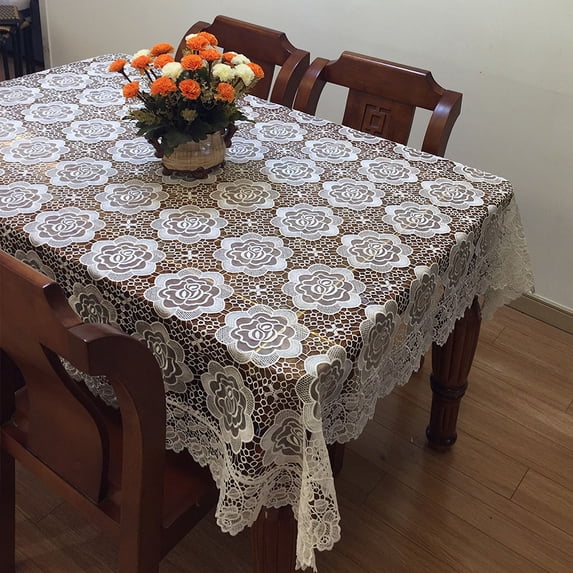 Namzi Lace Tablecloth Square, French Mesh White able Cloth Decorative ...