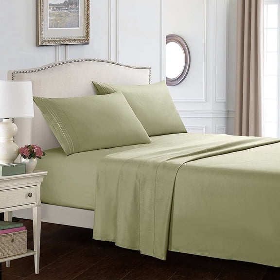 Namzi Large 4-piece Bed Sheet Set, Comfortable, Breathable and Cool Bed Sheet, Luxury Hotel Bed Sheet - Deep Pocket, Easy to Fit, Super Soft and Wrinkle Free Bed Sheet - Grass Green
