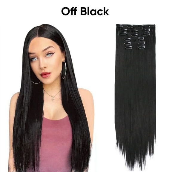Namzi Long Hair Extensions 55cm/22in Off Black - 1 Pcs Matte High-Temperature Fiber Hair Extensions, Perfect for Ideal for Women's Hairstyle Enhancement