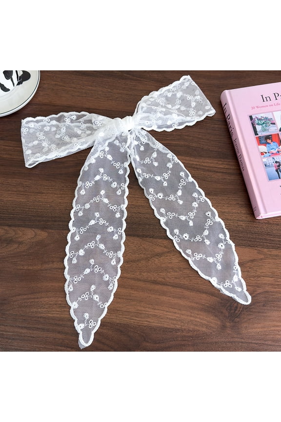 Long Narrow Floral Lace Ribbon Neck Scarf Choker Head Hair Band Belt-N16