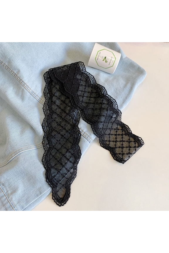 Long Narrow Floral Lace Ribbon Neck Scarf Choker Head Hair Band Belt-N32