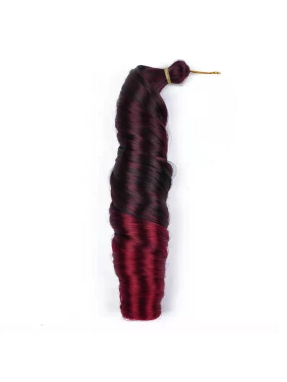 Loose Wave Spiral Curl Crochet Hair Curl Braiding Hair 24Inchs 6Packs Synthetic Braids Pre Stretched Braiding HairBlack and Wine Red