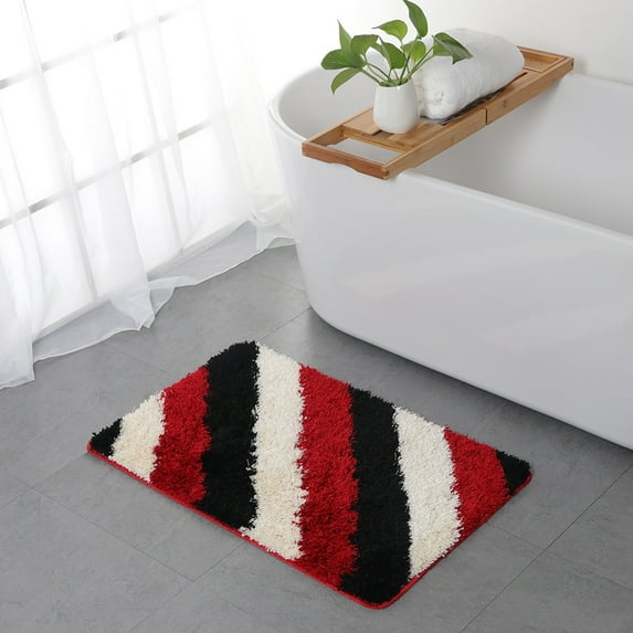 Namzi Luxury Bathroom Rug Mat, Extra Soft and Absorbent Microfiber Bath Rugs, Non-Slip Plush Shaggy Bath Carpet, Machine Wash Dry, Bath Mats for Bathroom Floor,Twill-Red