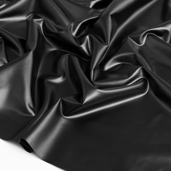 Namzi Matte Imitation Sheepskin Fabric,39*57 Inch Elastic PU Leather Fabric for Leather Pants,Tight Fitting Clothes,Coats,Stage Costumes,Black