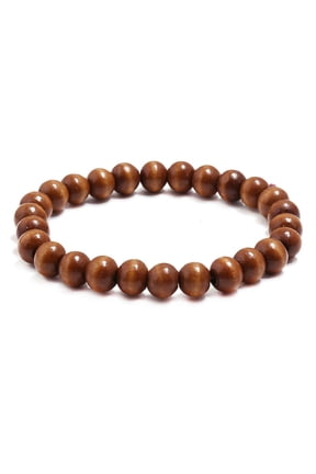 Mens Womens Wood Beaded Stretch Bracelet - Light Brown A
