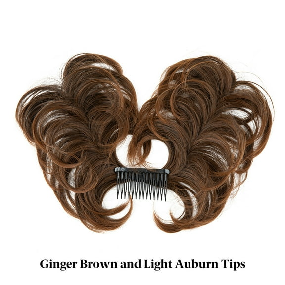 Namzi Messy Bun Hair Piece Side Comb Clip in Hair Bun Hairpiece for Women Short Natural Straight Versatile Adjustable Styles Easy Hair pieces Brown and Light Auburn