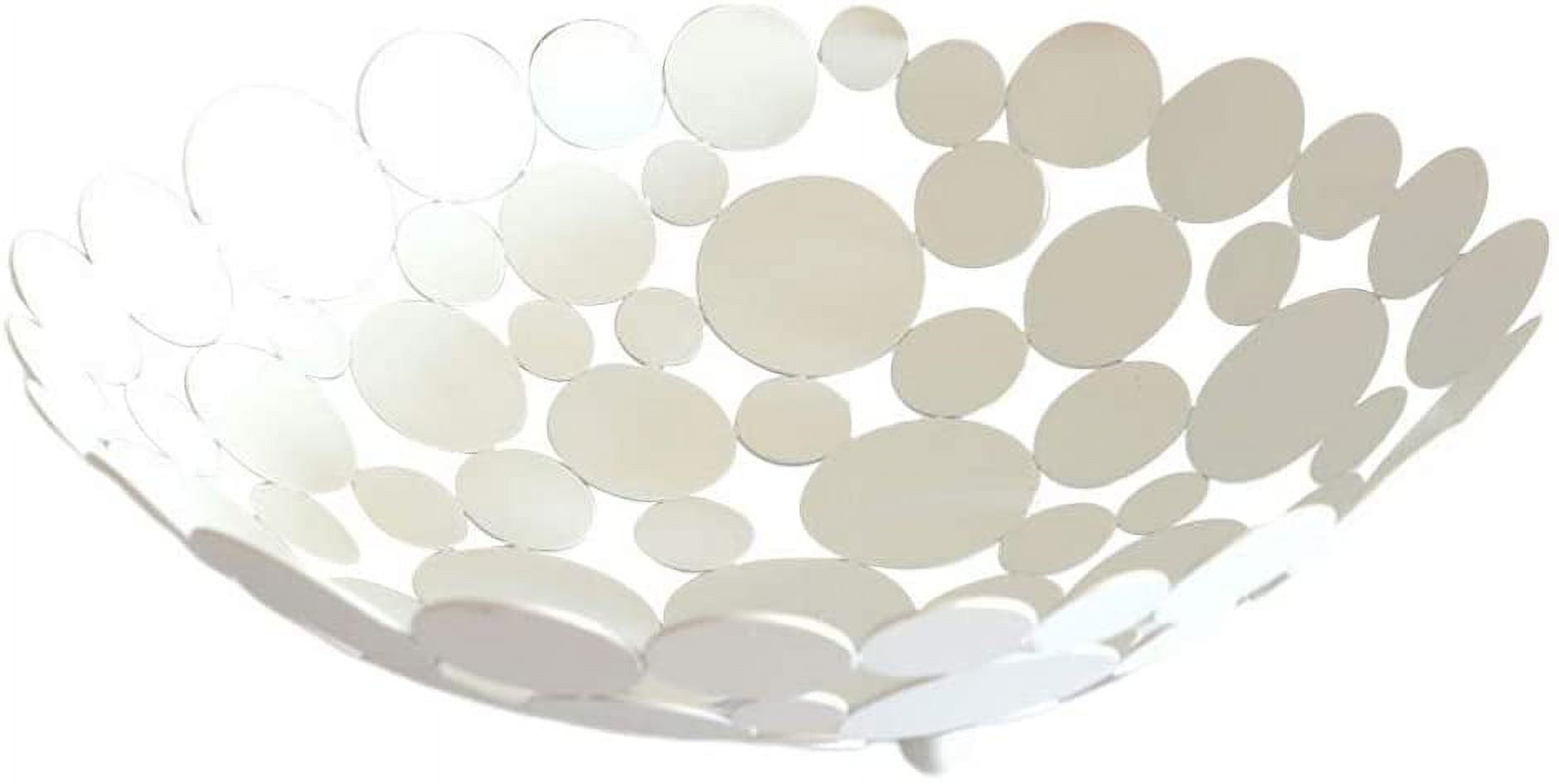 TOPBATHY Large Round Metal Fruit Basket - White Wrought Iron Countertop Holder For Fruit, Veggies, Bread