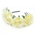 thumbnail image 1 of Namzi Mexican Flower Crown Day of the Dead Headdress Hawaiian Boho Frida Floral Headband (Beige), 1 of 5