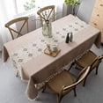 thumbnail image 1 of Namzi Modern Cotton Linen Table Cloth Rectangle Dust-Proof Tablecloth Stitching Tassel Embroidered Tablecloth for Kitchen Dining (Pink Brown-Modern, Square, 55 x 87 Inch), 1 of 5