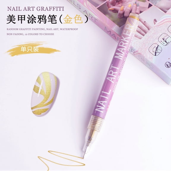 Namzi Nail Art Pens 1 Pc Nail Marker Pen Manicure Tools for DIY Nail Designs, Essential Nail Art Kit with Dotting Tool Function, Ideal for Precise Nail Detailing,Gold