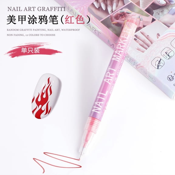 Namzi Nail Art Pens 1 Pc Nail Marker Pen Manicure Tools for DIY Nail Designs, Essential Nail Art Kit with Dotting Tool Function, Ideal for Precise Nail Detailing,Red