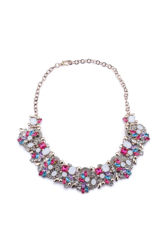 Necklace Colorful Glass Crystal Collar Choker Necklace-Multicolour