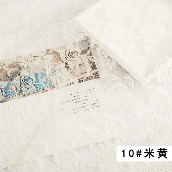 Namzi Non Elastic Rose Lace Fabric,Breathable Mesh Fabric for Home Decoration,Handmade Accessories,Clothing and Headwear,36*59in,Beige